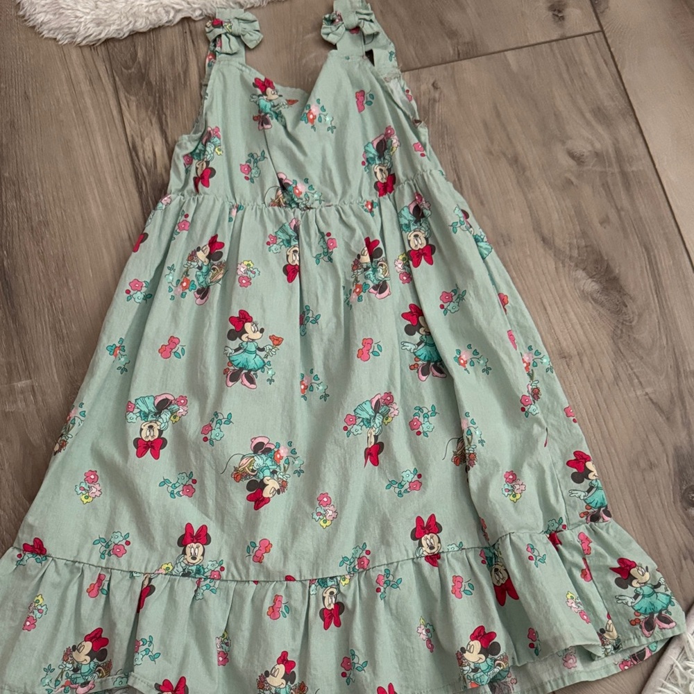 Charming Kids Dress with Minnie Mouse Print - Mint Green